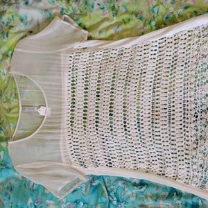 Silk Crochet Cotton Lace Openwork Top